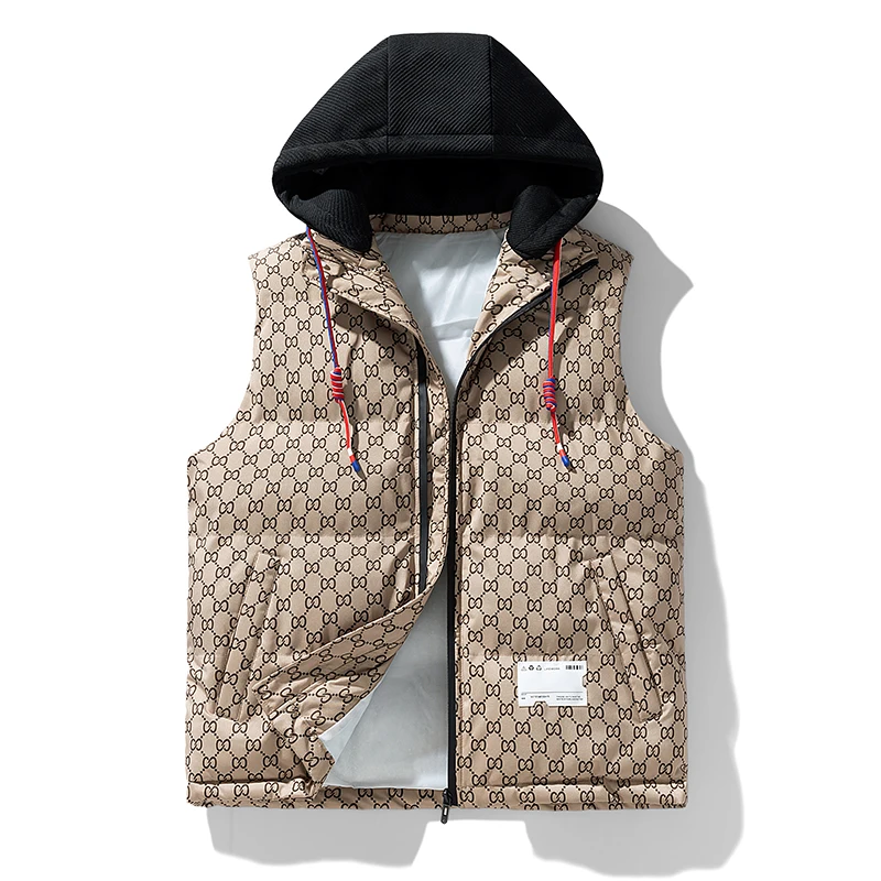 Down cotton vest autumn and winter loose and trendy vest middle school students teenagers men's women's outerwear men down vests