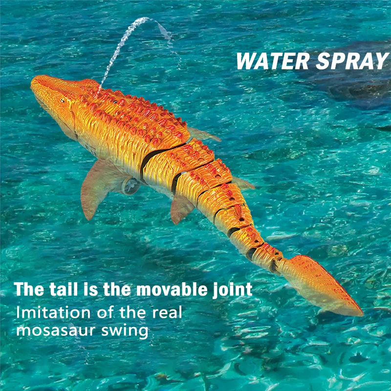 Remote control mosasaur dinosaur electric can be launched into the water will swing swimming water spray children's toy boy gift 6