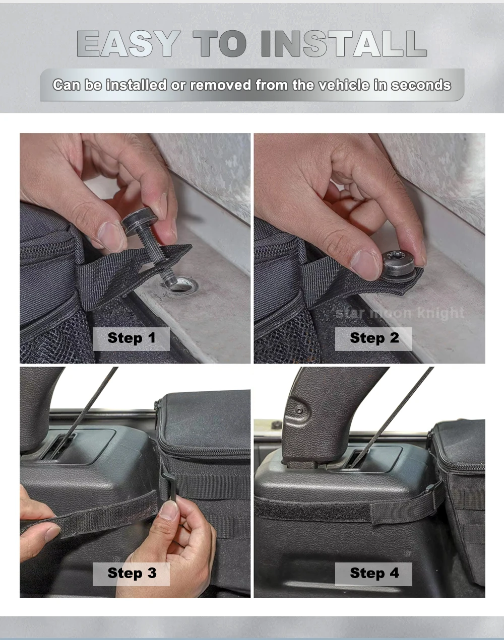 Für Jeep Wrangler JK (2007–2017), Wrangler JL (2018–2023), 4-türige Kofferraum-Fracht-Aufbewahrungstasche, Organizer, Verstauen, Aufräumen, Taschen – Detail 3