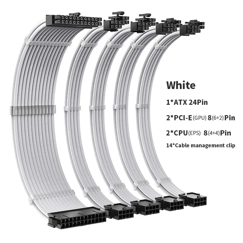 TEUCER 35CM CPU PSU Extension Cable Kit 3 in 1 24Pin ATX GPU 6+2Pin PCI-E 4+4Pin