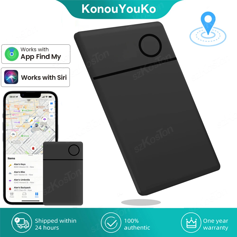 블루투스 호환 스마트 GPS 카드 추적기, IOS Find My APP, 분실 방지 아이템 로케이터, 아이폰 수하물 가방 키 파인더