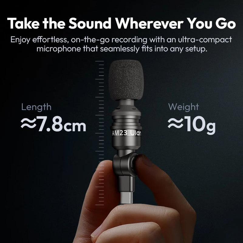 Ulanzi AM23 Type-C Mini Mic Ultra-compact Microphone for Vlog Video Recording Live Streaming 360° Omnidirectional Condenser Mic