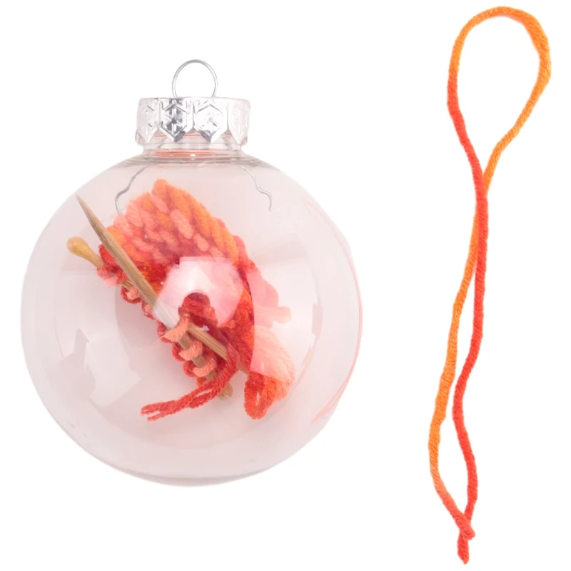 

Вязаное Рождественское украшение в виде шара-вязание и вязание крючком декоративное украшение в виде шара с подвесным обручем-зимнее искусственное украшение