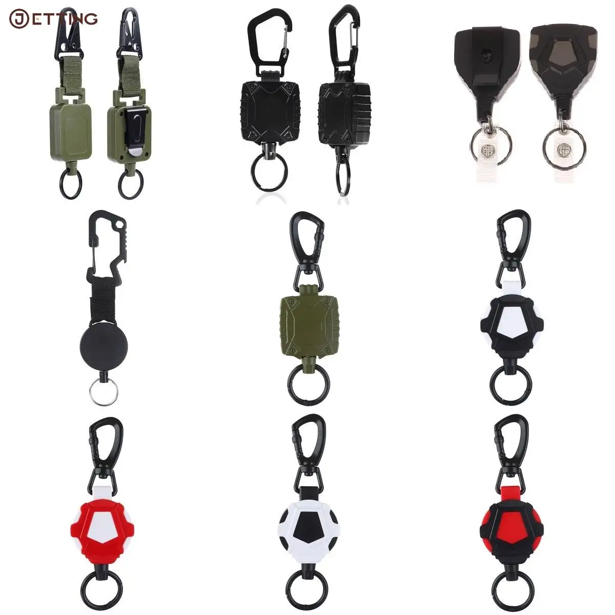 

Universal Retractable Anti Lost Sporty Key Ring Yoyo Ski Pass ID Card Anti-theft Metal Easy-to-pull Buckle Rope Elastic Keychain