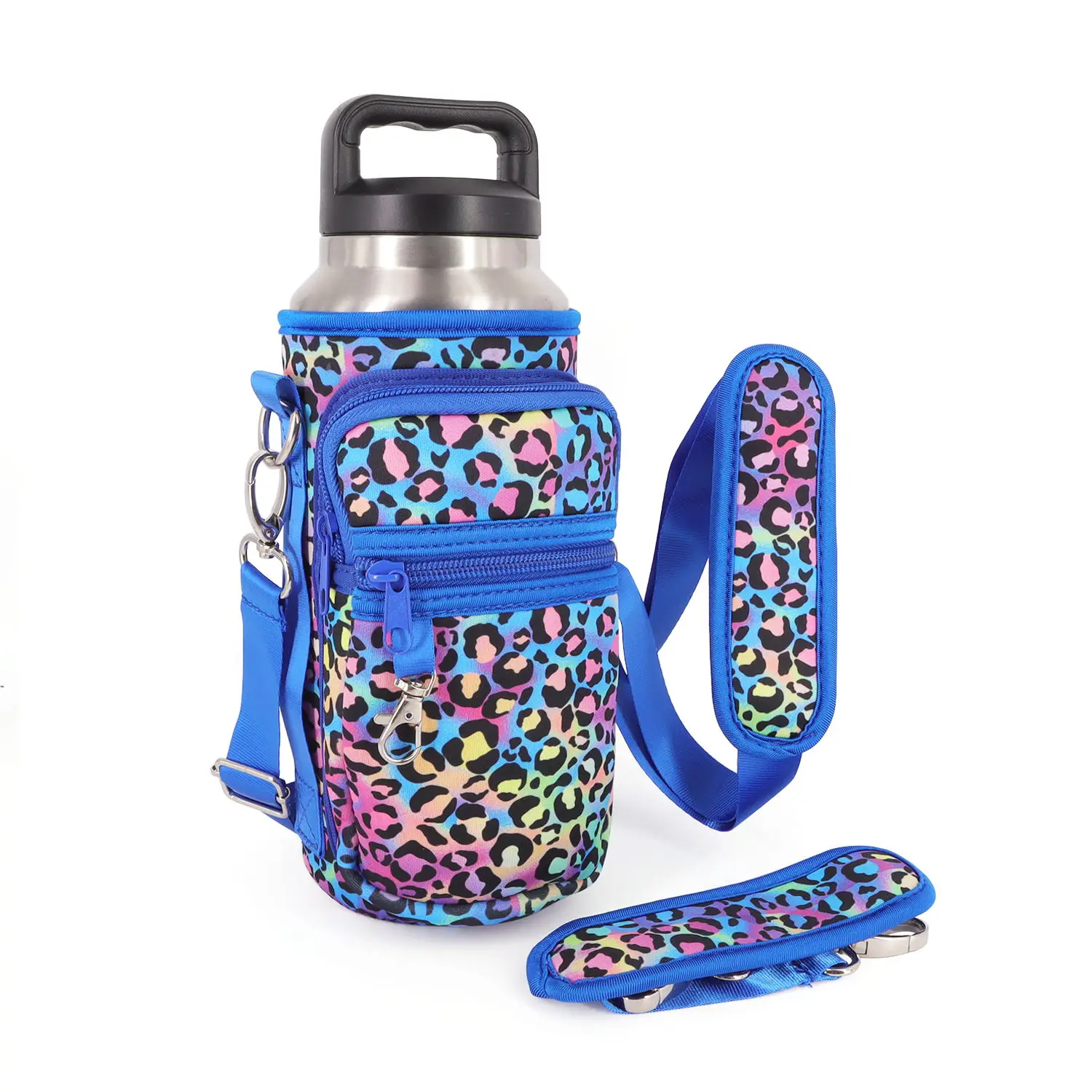 Insulated Water Bottle Carrier With Strap - Crossbody Sleeve For Half Gallon Stainless Steel Bottles, Hands-Free