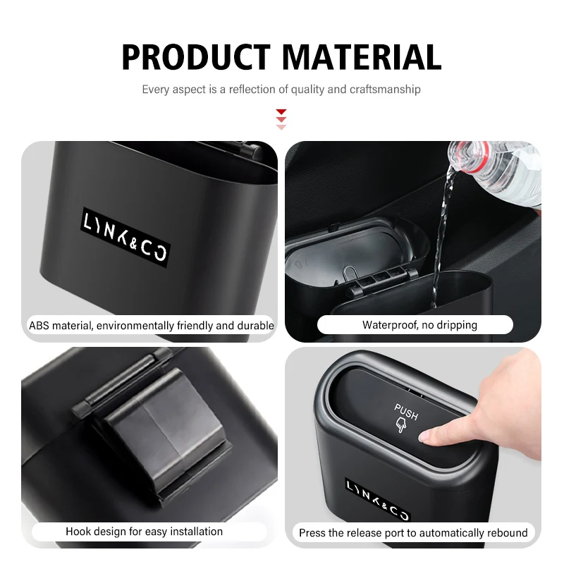 Portable Car Rubbish Box Trash Garbage Mini Wastebasket Bin For LYNK&CO 01 02 03+ 05 06 09 PHEV 09 MHEV