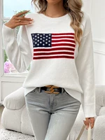 American Flag Crew Neck Long Sleeve Pullover Women's Sweater - Image 4