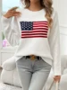 American Flag Crew Neck Long Sleeve Pullover Women's Sweater 4
