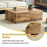 Table basse rectangulaire avec finition imitation bois. Dimensions : 90×50×30 cm, en MDF, aucun assemblage nécessaire. Équipé de pieds antidérapants au bas, il s'adapte au style moderne et luxueux. 6