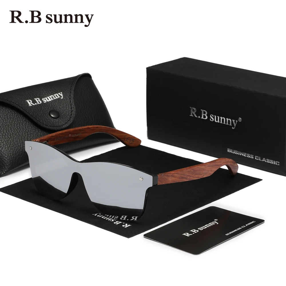 RBsunny 편광 선글라스 남녀공용, 천연 나무 프레임 미러 플랫 렌즈, 운전 UV400, 눈 보호, 빈티지 액세서리