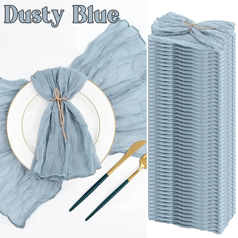 Elegant Sage Green Boho Gauze Table Napkins - Set of 10-100, 50x50cm