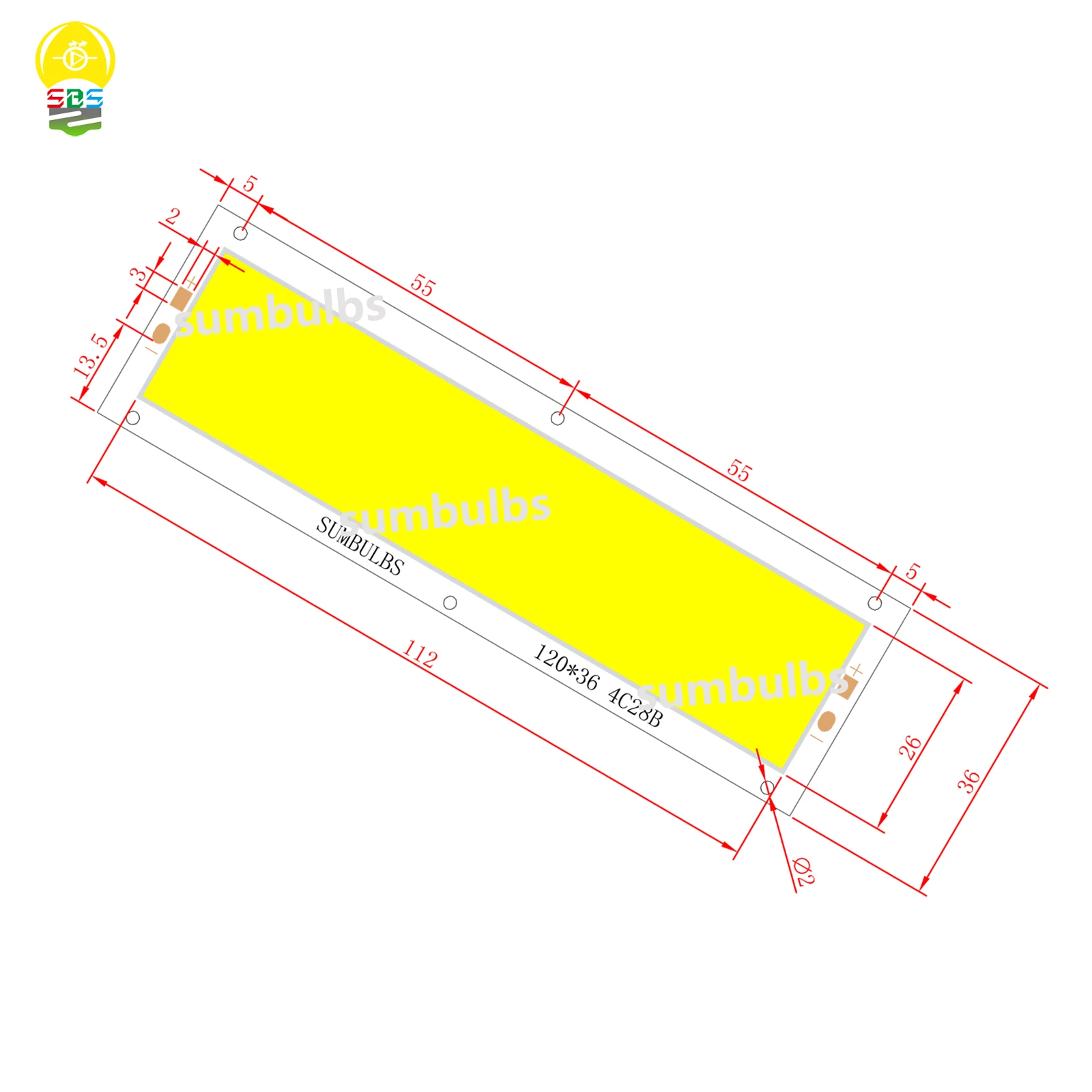 LED Light Source Strip Bulb Panel 120x36mm DC 12V LED COB 16W Warm Natural Cold White Blue Red Green For DIY Car Lamp