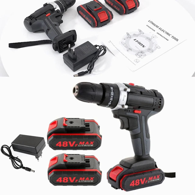 48VF 3 in 1 Cordless Electric Drill Screwdriver Lithium Battery Cordless  Drill Wrench Wireless Electric Drill Set for Home - AliExpress