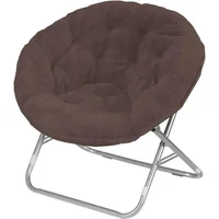 Cozy Faux Fur Saucer Chair Foldable Steel Frame Lounge Seat Dorm Decor Brown 1