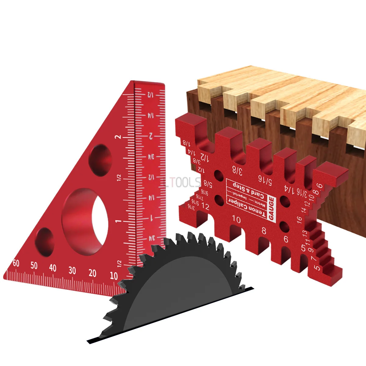

Dovetail Jig Tenon Caliper+Thickened Heigh 45/90° Scale Imperial Metric Degree Aluminum Alloy Triangle Ruler Measuring Tool