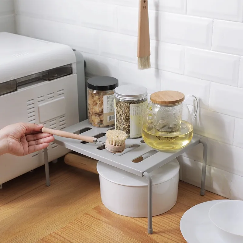 Expandable Kitchen Cabinet Organizer (35-67cm) Storage Rack Kitchen Shelf Dish Bowl Organizer Condiment Rack Kitchen Utensils 2