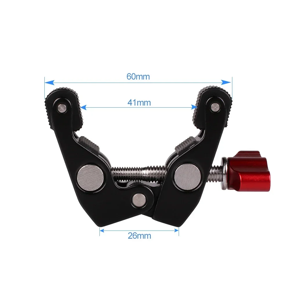 Metal Clamp Magic Arm with Double Ball Head 1/4'' 3/8'' Hole for Phone Video Mount Camera Monitor LED Light Mic,phone holder,camera accessories,camera clamp,camera handlebar clamp,camera screw mount,phone mount holder,articulating magic arm,camera double ball heads,camera mount bracket,camera ball head mount