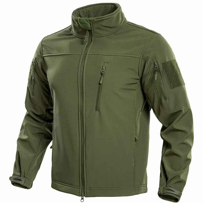 Veste Softshell tactique homme doublée polaire - Imperméable coupe-vent à fermeture complète pour randonnée
