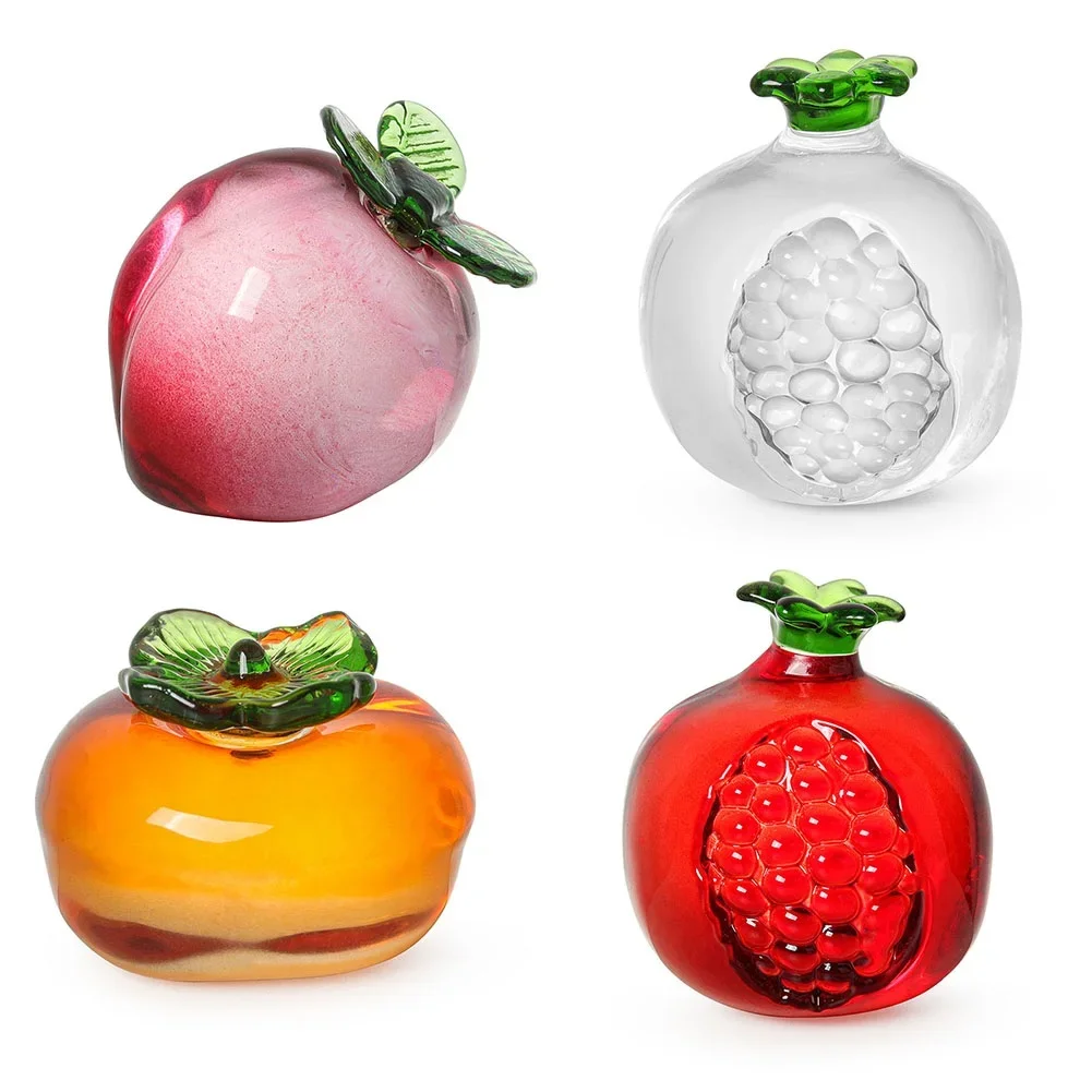 

Artificial Chinese Style Desktop Crystal Ornaments Mini Pumpkin Strawberry Pineapple Persimmon Yellow Pear Fruit Model