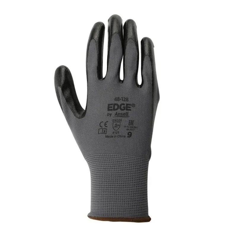 1Pairs Industrial Protective Work Safety Gloves Black Pu Nylon Cotton Glove with Brand All Sizes 4