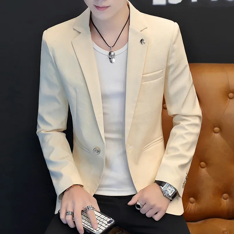 Men handsome character stealth gauze teenagers light color fashion leisure business blazer