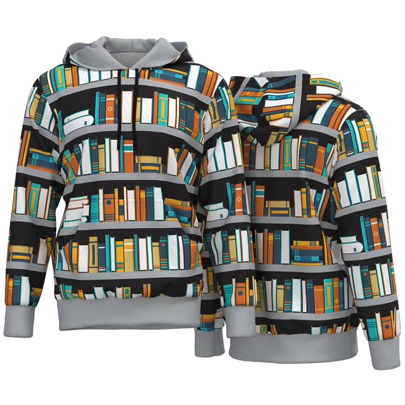 

Books Bookshelf Library Librarian Men Women Hoodie 3D Printed Teacher Sweatshirt Fashion Oversized Sweatshirts Kids Tracksuits