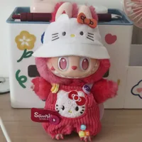 Vêtements de poupée en peluche mignons, tenue Sanrio Hello Kitty, pantalon à bretelles, vêtements de Style mignon pour poupée Labubu, accessoires cadeau 3