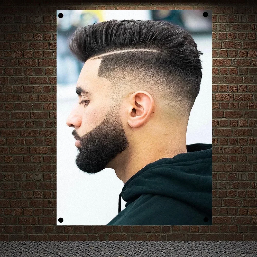

Classic Men's Hairstyle Show Barber Shop Poster Signboard Tapestry Banner Flag Wall Art Home Decor Canvas Painting Wall Hanging