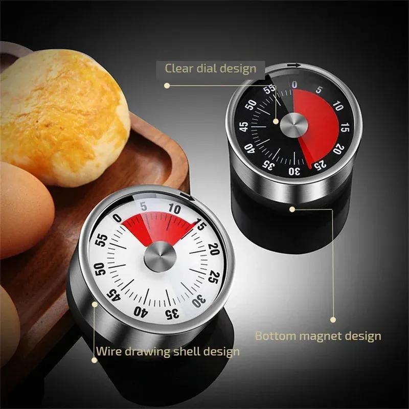 Teaching Baking Timer Magnetic Mechanical Visual Countdown Reminder Clock Meeting Kitchen Working