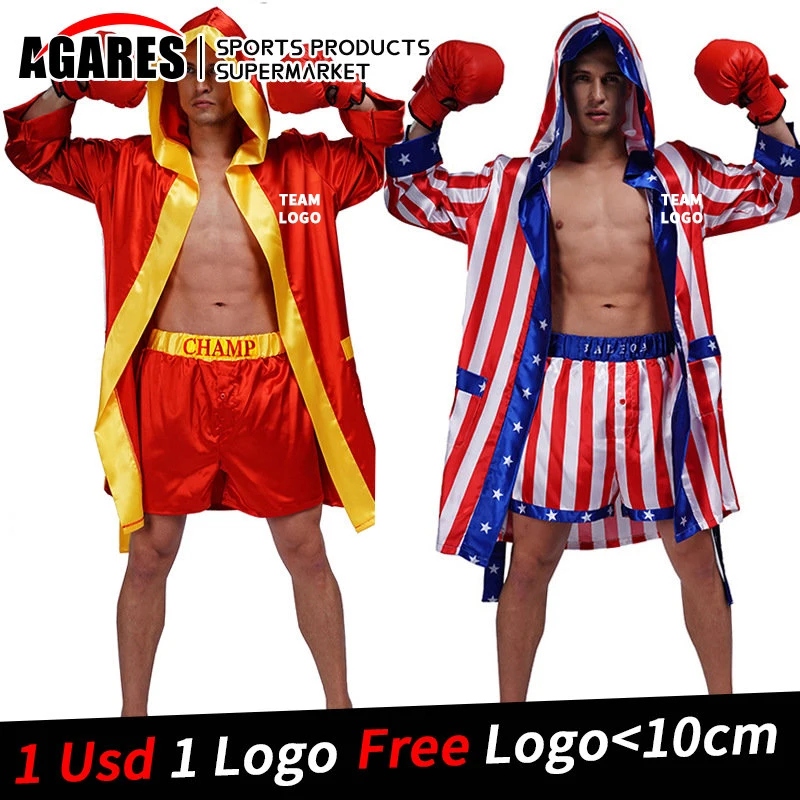 MovieBoxingAmericanFlagCosplayCostumesAdultRedBoxerRobe