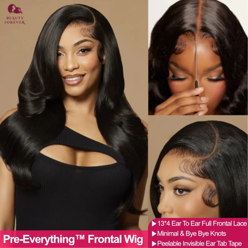 Beautyforever Bye Bye Knots Glueless Human Hair Wig Without Glue PrePlucked Body Wave 13x4 Pre-Cut Transparent Lace Frontal Wig