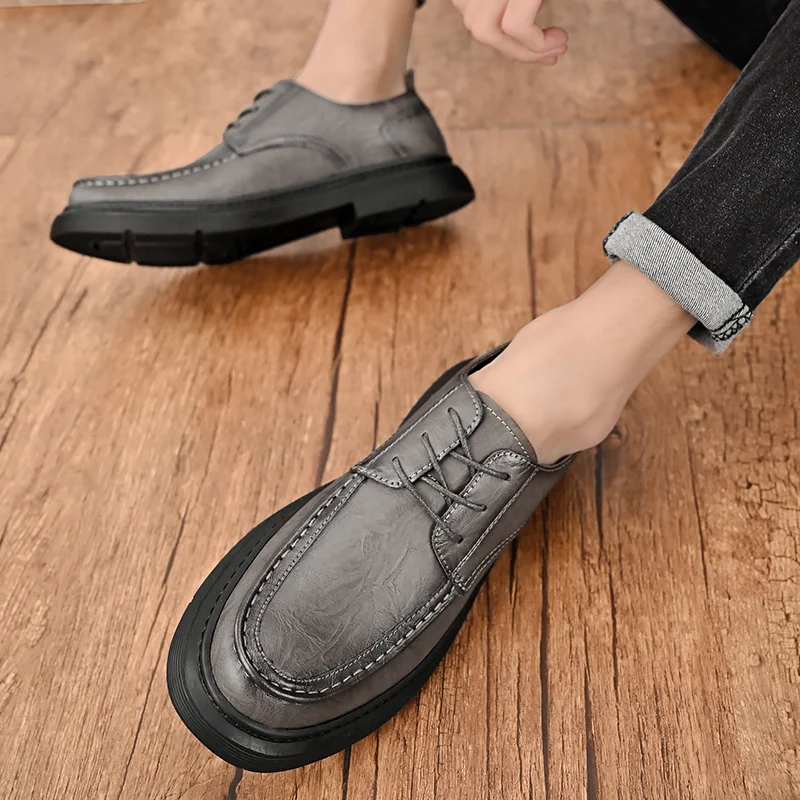 Casual Leather Shoes for Men Slip Comfy Lightweight Walking Shoes Lightweight _voghion.com