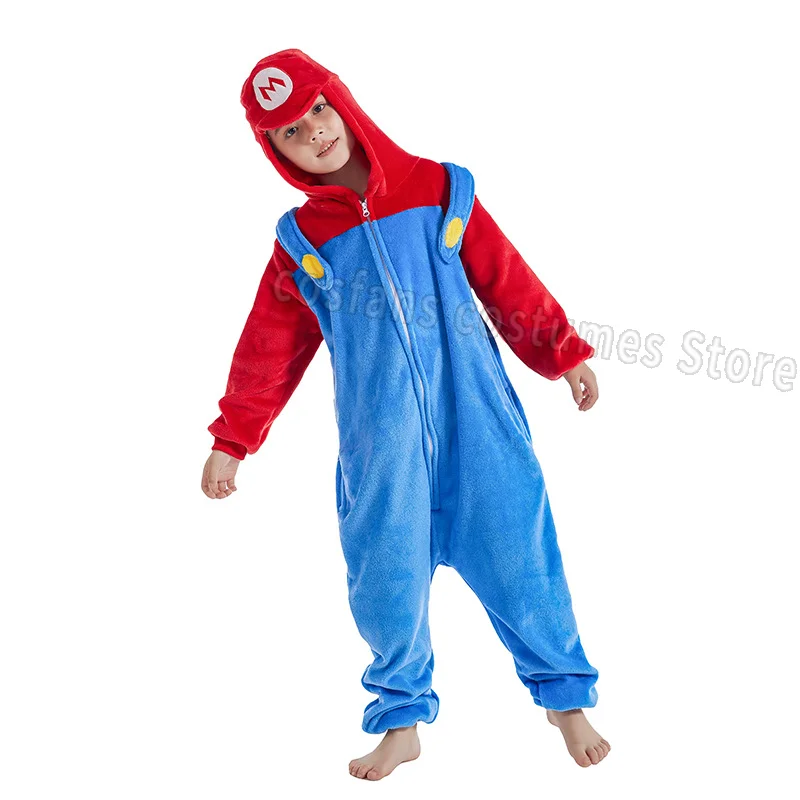 Anime game Luigi Super Mario cosplay costume Kigurumi adult unisex pajamas flannel jumpsuit pajamas jumpsuit