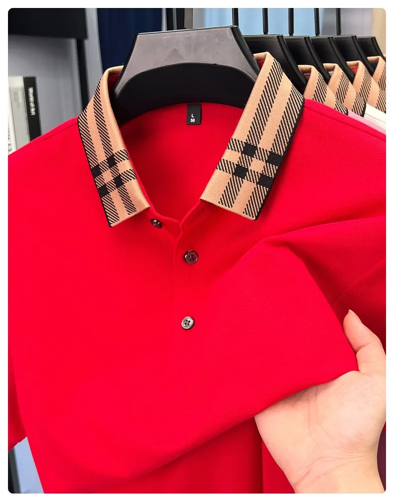 High quality striped lapel short sleeve T-shirt men's summer comfort fashion trend loose casual new breathable luxury polo shirt 26 S83567018d1dd4de4ba568b60cf867f0cy