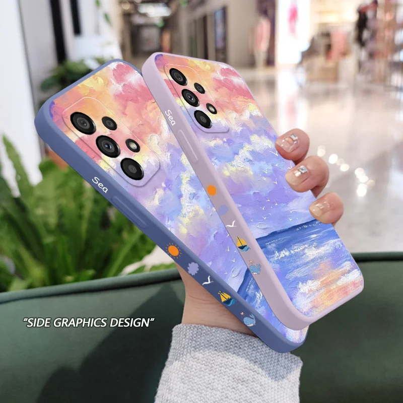 Sky-Inspired Artistic Phone Case - Elegant Blue Cloudy Design Cover