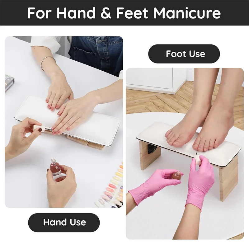Folding Nail Arm Rest 3 Adjustable Model Wood Nail Hand Rest PU Leather Manicure Hand Pillow Polish Cushion