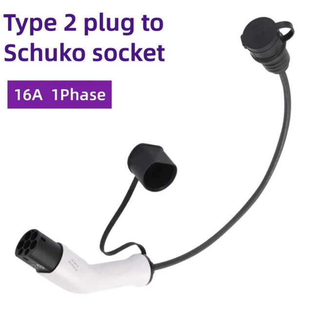 Typ 2 Schuko Adapter 16A Mennekes Type2 zu Europäischen inländischen Buchse  für Elektro-scooter E-Bikes - AliExpress