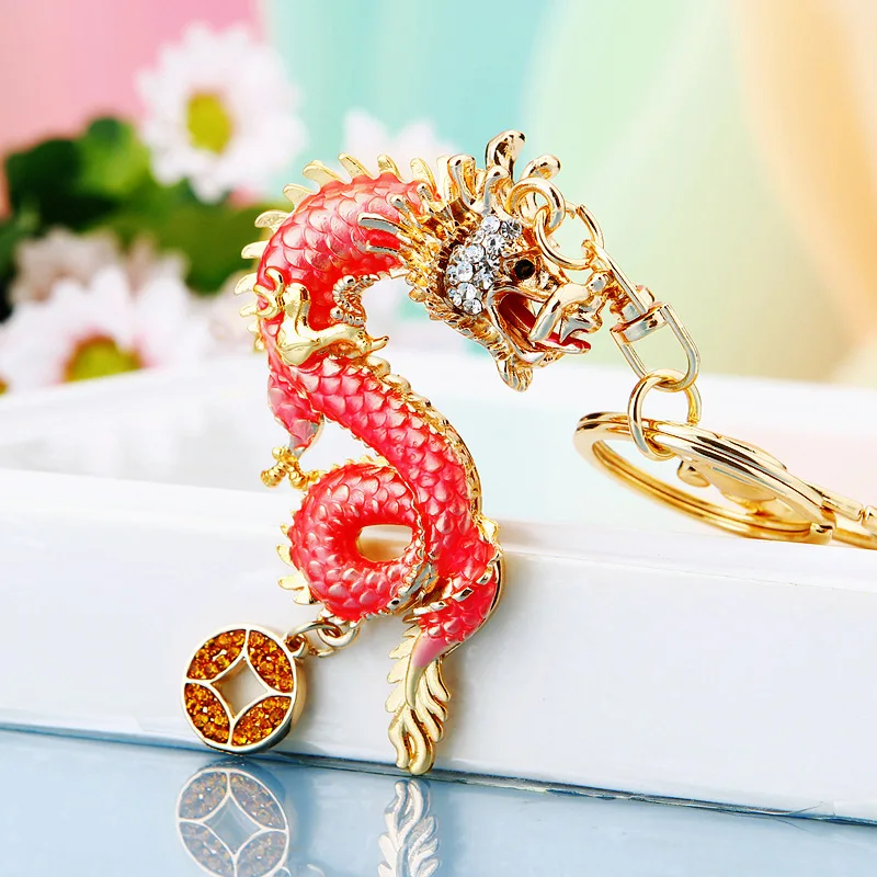 Chinese Zodiac Dragon Pendant Keychain Creative Totem Key Ring Accessories Women Men Bag Accessories Gift Decorative Props