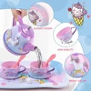 WizKidz Unicorn Tea Party Set for Little Girls Pretend Purple Tin Teapot Cups Plates Carrying Case Birthday Gift for Kids Age 3+ 3