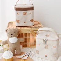 MILANCEL New Baby Food Insulation Bag Embroidered Bear Portable Picnic Bag 1