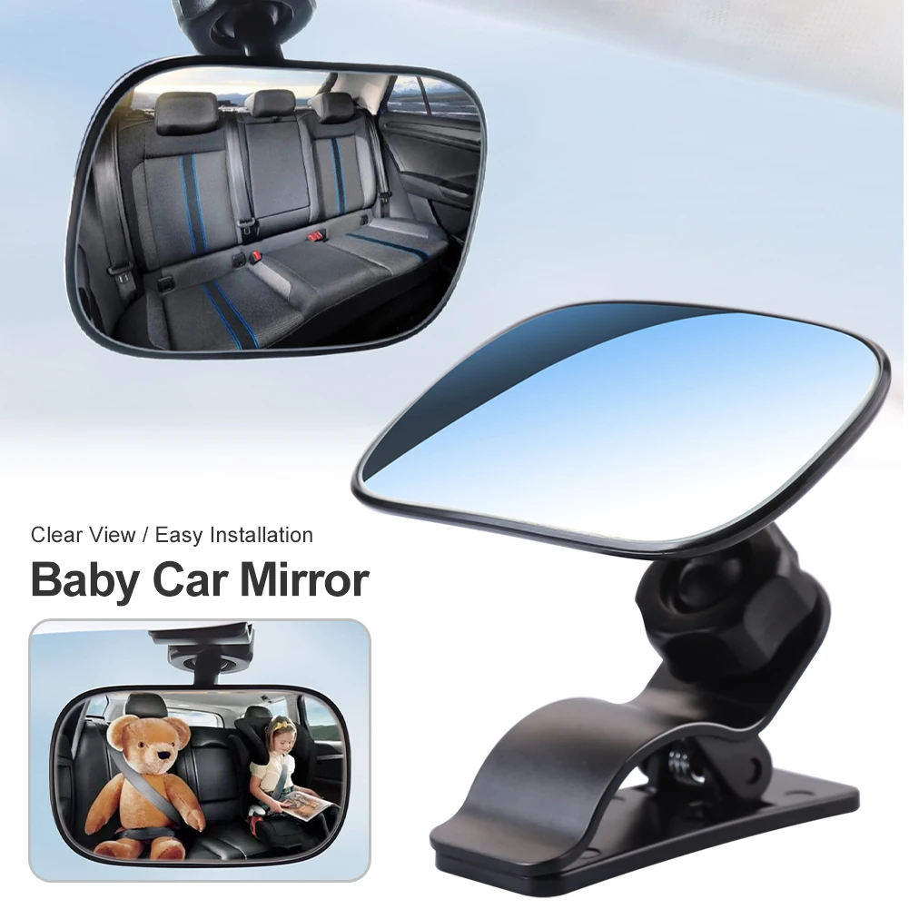 1PC Baby Car Mirror Safety Car Seat Mirror For Rear Facing Infant Clip-On 9D Convex Mirror Wide Clear View For Car Seat Stroller