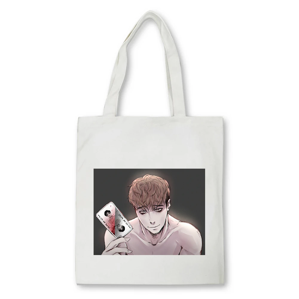 comics Sangwoo Yoonbum Killing Stalking Print Shoulder Canvas Bag Korean Cartoon Shopper Tote Large Capacity Casual Women Bags | Багаж и