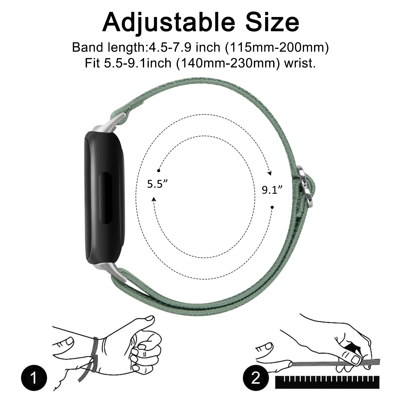 Adjustable Elastic Nylon Strap for Fitbit Watchbands – Replacement Bracelet for Inspire and Ace Series