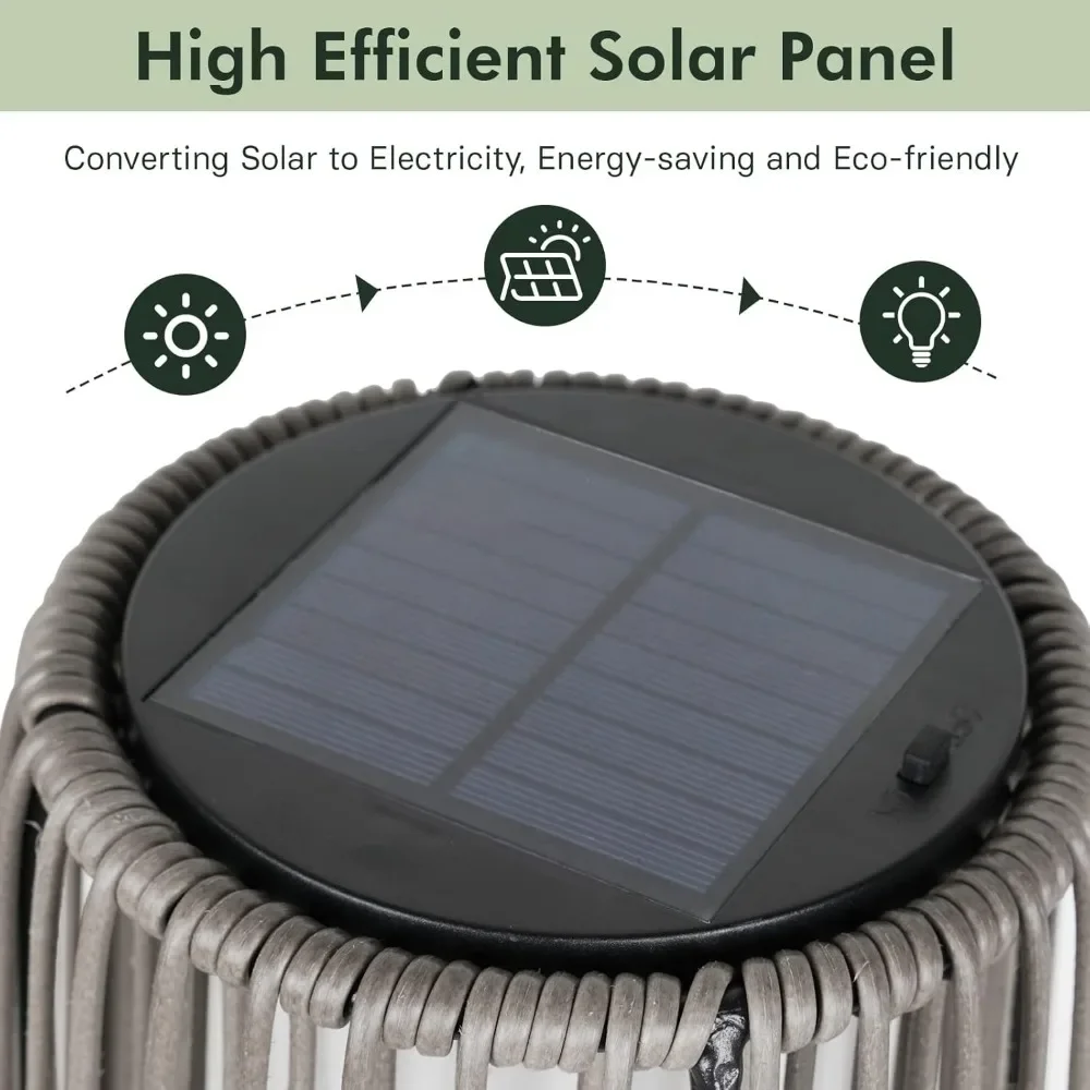 Outdoor Floor Solar Light 2-Pack, Wicker Solar Patio Lamp Waterproof Outside Deck Lamp for Porch, Yard, Garden, Lawn Decorations 5
