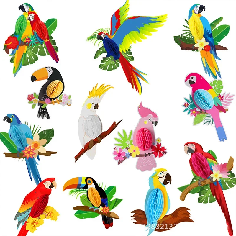 Paper Garland Party Decorations Hanging Paper Party Decoration 6pcs for Hawaiian Beach Pool Luau Tropical Summer Kids Birthday