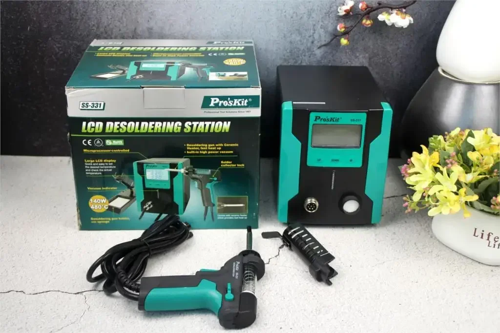 

Pro'sKit SS-331H ESD LCD Digital Electric Desoldering Pump BGA Desoldering Suction Vacuum Solder Sucker Gun Auto sleep