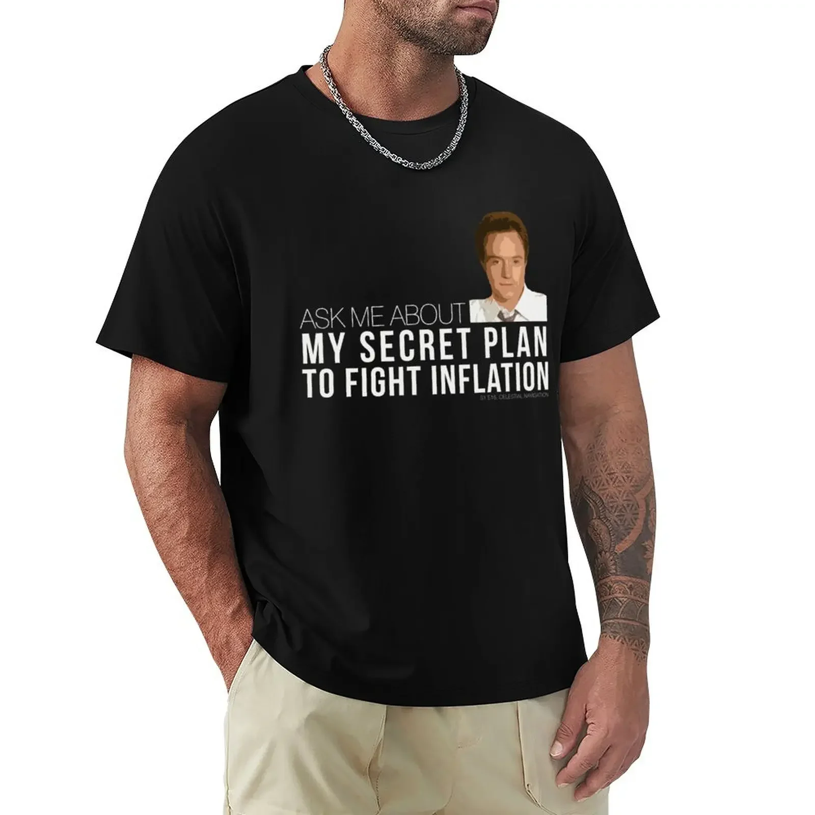 Josh Lyman Tee - Secret Plan To Fight Inflation T-Shirt Abbigliamento Estetico Vintage Oversize Abbigliamento Uomo