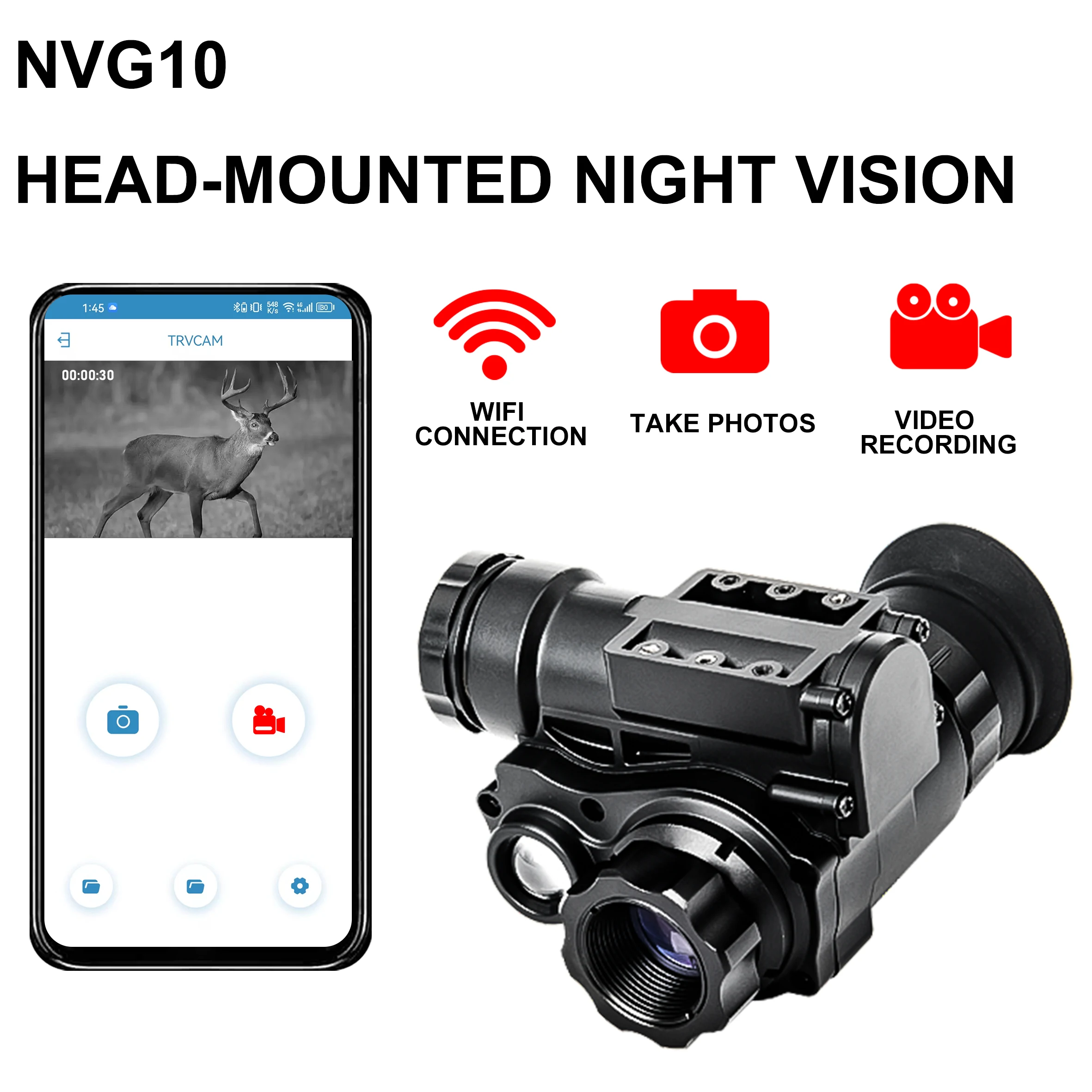 NVG10 Night Vision Monocular for Hunting, Night Vision Goggle, Night Vision Device with Photo & Video REC WiFi APP Outdoor Use 5