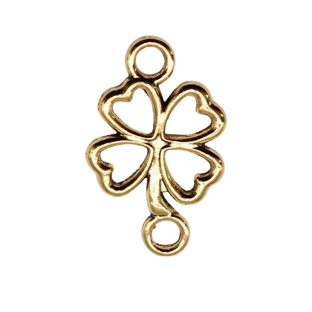 WYSIWYG 20pcs 20x12mm 3 Colors Clover Charms Connector Lucky Clover Charm Connector 4 Leaf Charm