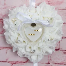 

Wedding White Ring Pillow Lace Crystal Rose Wedding Heart Ring Box Ring Holder Wedding Decoration Mariage Petales De Rose Bodas